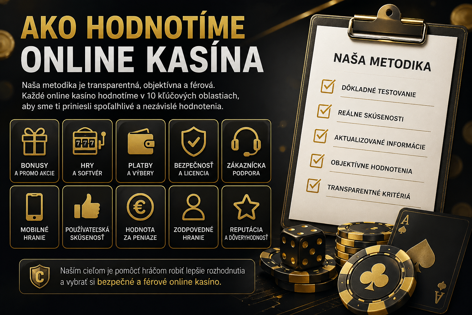 Ako hodnotíme online kasína na CasinoInfo.sk – metodika hodnotenia kasín